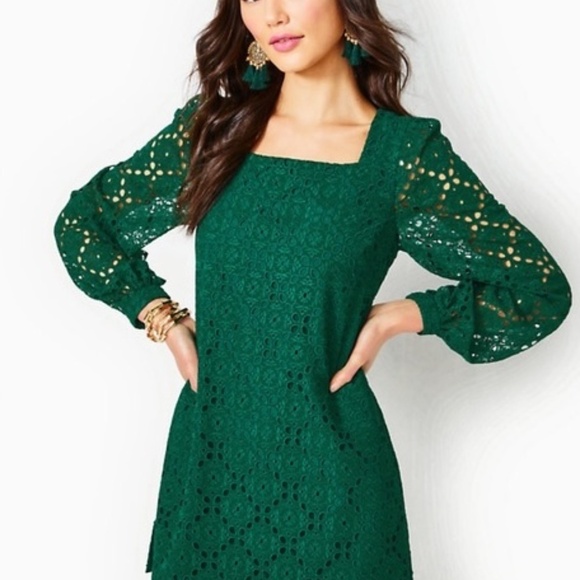 Lilly Pulitzer Sarina Romper - Evergreen Diamond Leaf Eyelet (Size 0) - Picture 8 of 8